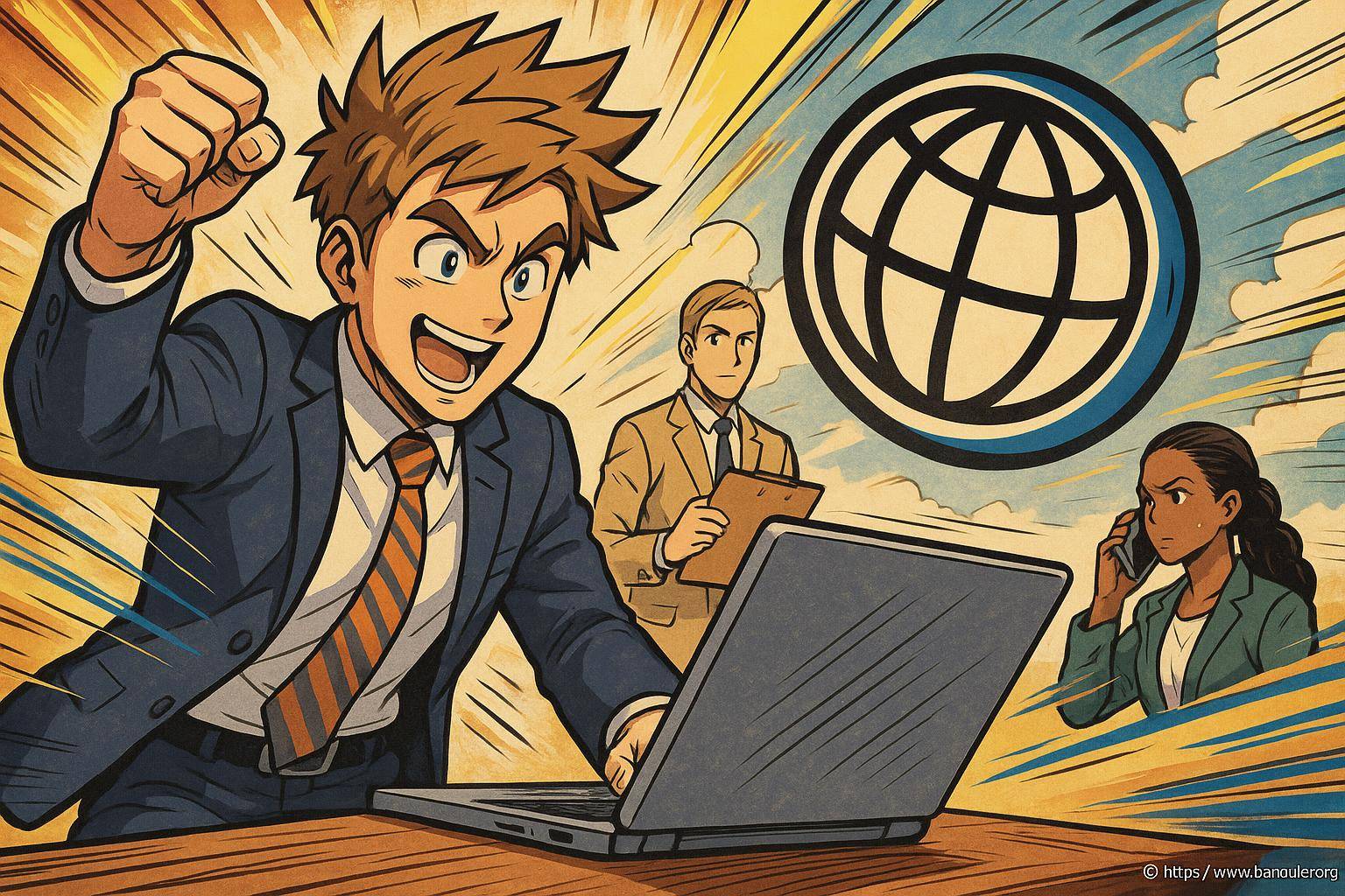 Jeune homme enthousiaste devant un ordinateur portable