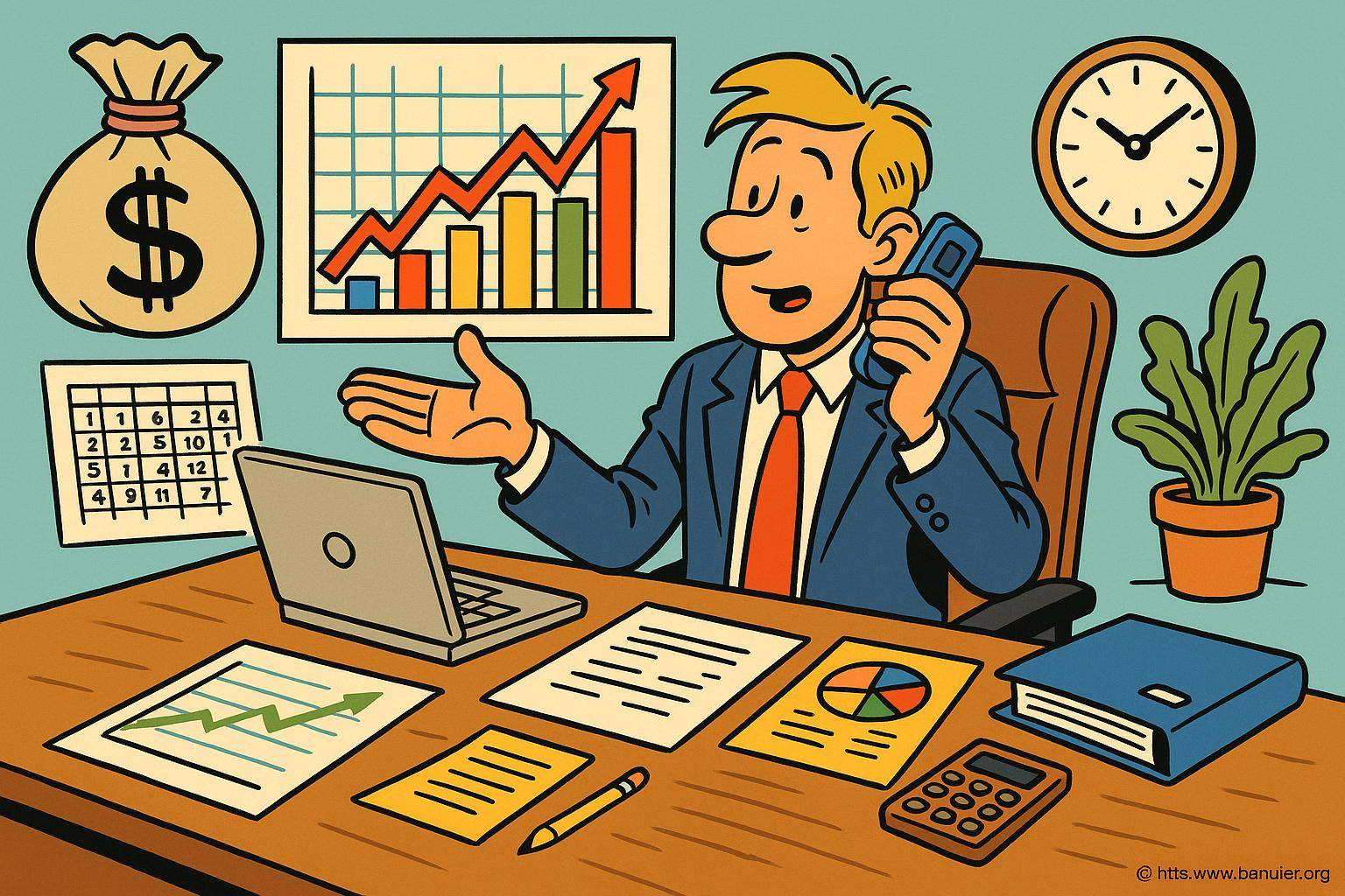 Homme d'affaires au bureau avec graphiques