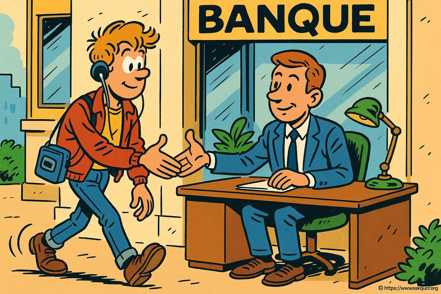 Jeune homme serrant la main d'un banquier