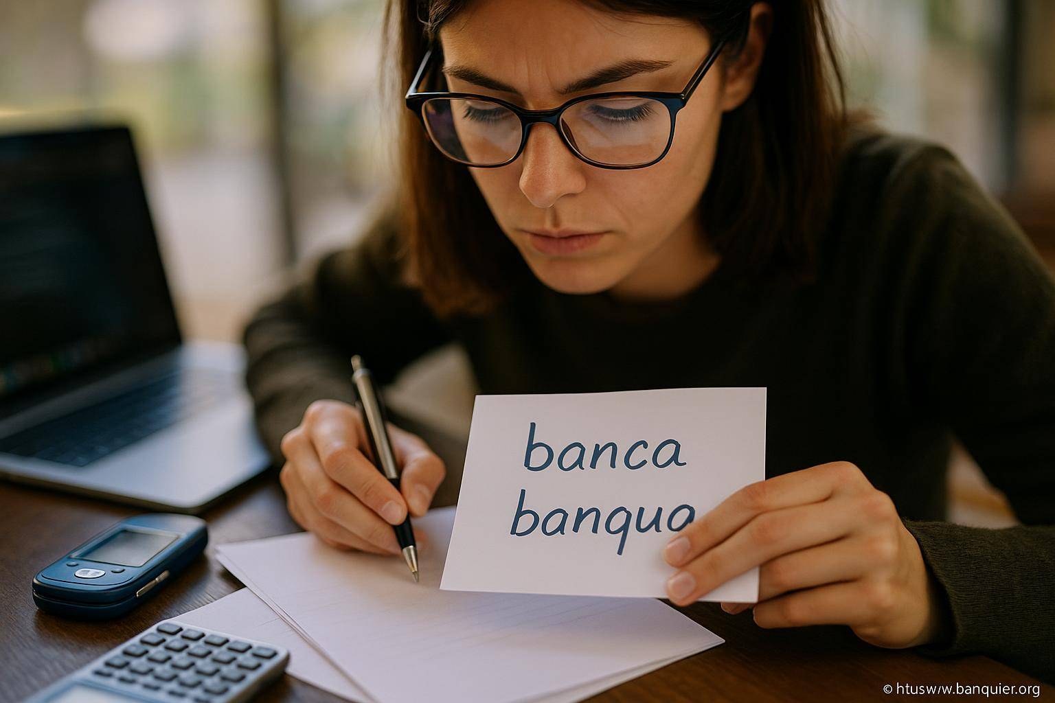 femme étudiant des mots en langue étrangère